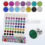 brerfr1 316l steel earring with assorted colored ferido crystal