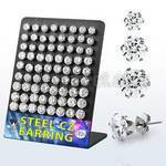 brescz 36 pcs stainless steel earring stud with prong cz stone