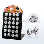 bresz9 stainless steel earring stud with 3 5mm prong cz stone
