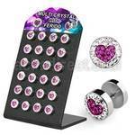 briprh8 316l steel fake plug with ferido crystal heart logo
