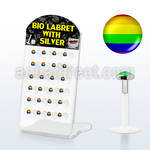 brlbi25 bioflex labret with flat silver top w gay pride