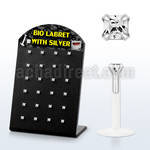 brlbi29 bioflex labret with prong set square cz stone