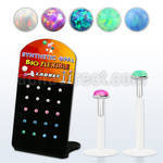 brlbi44 display w bio flex labrets w 2mm synthetic opal