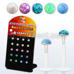 brlbi46 display w bio flex labrets w 3mm synthetic opal