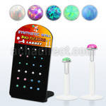 brlbi47 display w bio flex labrets w 1.5mm 2mm synthetic opals