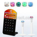 brlbi48 display w bio flex labret w prong set 1.5 synthetic opal