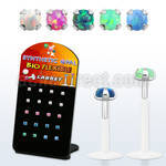 brlbi50 display w bio flex labret w prong set 2.5 synthetic opal