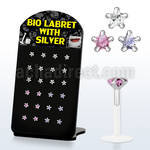 brlbi6 bioflex labret with 3mm prong star shaped cz stone