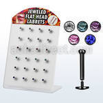 brlbkm black anodized 316l labret w jewel head thread plate