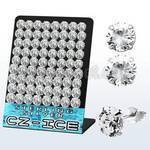 brmcz9 silver ear stud with big clear prong set round cz stone