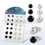 brmesp1 sterling silver faux pearl ear black white stud