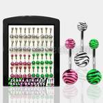 brmix18 316l steel belly banana with acrylic zebra striped ball
