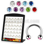 brmix24 316l steel circular barbell with 3mm bezel ball