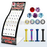 brmlb12 anodized 316l steel thread labret with flat crystal top