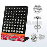 brmvfrc display w silver ear stud w clear crystals w resin cover