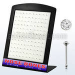 brnbc silver nose bone with round clear crystal top