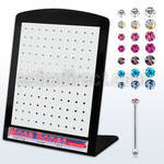 brnbmm7 display w 120 silver nose bone w assorted crystal tops