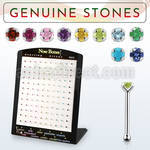 brnbpge display w 120 silver nose bones w 2mm genuine stones