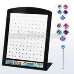 brnbpmm silver nose bone with prong assorted colored crystal top