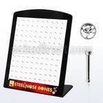 brnbs20c board of 316l steel nose bones with 2mm clear crystal