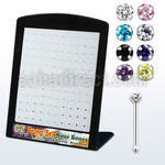 brnbzm2 display w silver nose bones, 22g w 1.5mm mix color czs