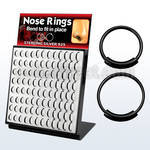 brnhm16 display w real gold black plated 925 silver nose hoops