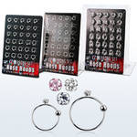 brnhm18 board silver noose hoops w 2mm prong set round cz stone
