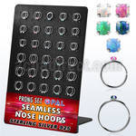 brnhm30 board w 60 silver seamless nose hoop 2mm synthetic opal