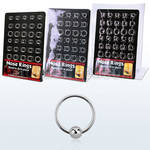 brnhm6 board of sterling silver nose hoops with ball in 8 12mm