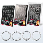 brnhm7 display of silver nose hoops with assorted designs