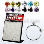 brnhmx11 board silver noose hoops w 2mm prong set round cz stone
