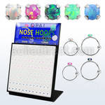 brnhmx23 board w silver nose hoop w 2mm prong set synthetic opal