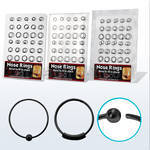 brnhp1 board of black silver nose hoops with without ball