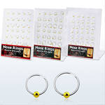 brnhp5 display of sterling silver nose hoops with w o ball