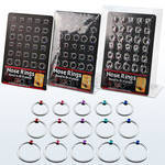 brnhp7 display of 925 silver nose hoops with color plated ball