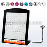 brnsm silver nose stud w assorted shape top with w o crystal