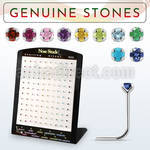 brnspge display w 120 silver nose studs w 2mm genuine stones