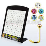 brnstc3 gold anodized 316l nose screw with colored crystal top
