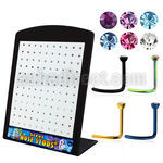 brnstc anodized 316l steel nose screw with colored crystal top
