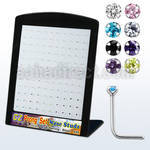 brnszm2 display w silver nose studs 22g w 1.5mm mix color czs