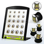 brpg103 board w acrylic double flared plug with owl picture