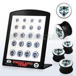 brpg105 board w acrylic double flared plug w wolf picture
