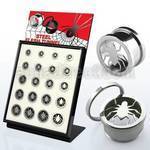 brpg146b board w steel screwfit flesh tunnel with spider logo