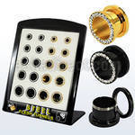 brpg148a board w pvd 316l flesh tunnel w crystal rim