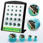 brpg171 board of blue acrylic double flare logo plug w raccoon