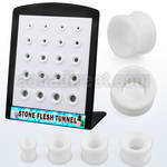 brpg189 display w of double flared ivory stone flesh tunnels