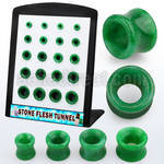 brpg191 display w of double flared green jade stone flesh tunnel