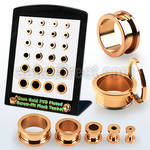 brpg197 display w rose gold pvd plated steel screw fit tunnels