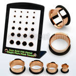 brpg199 display w rose gold pvd plated steel single flare tunnel