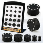 brpg207 display w areng wood solid double flare plug crystal rim